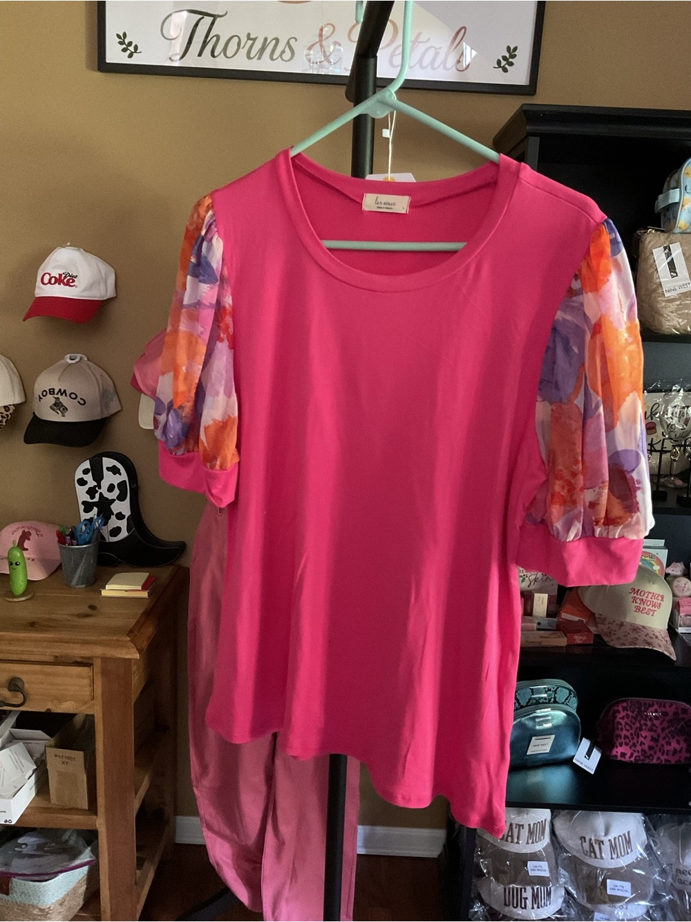 Pink Puff-Sleeve Women’s Top